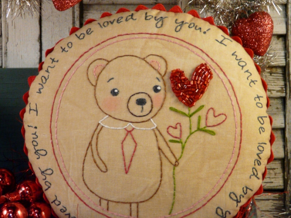 I want to be loved by you teddy bear embroidery pattern