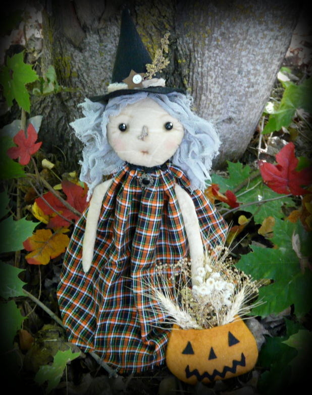 Prim Witch doll Halloween pattern Agatha - PDF new 2013 fall primitive spooky pu