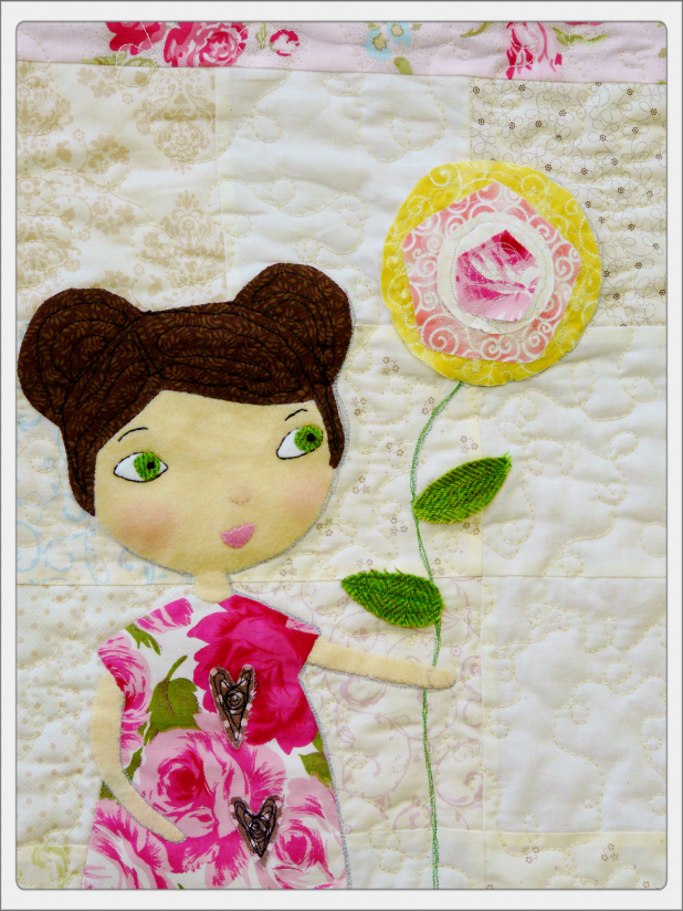 She lingers in her garden Quilt pattern rose wall hanging