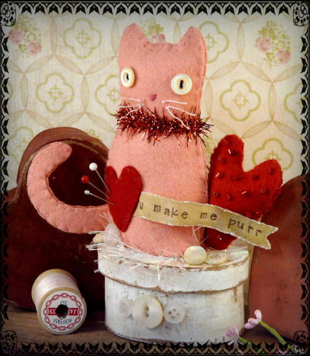 Valentine Kitty Cat Make DO pattern banner doll