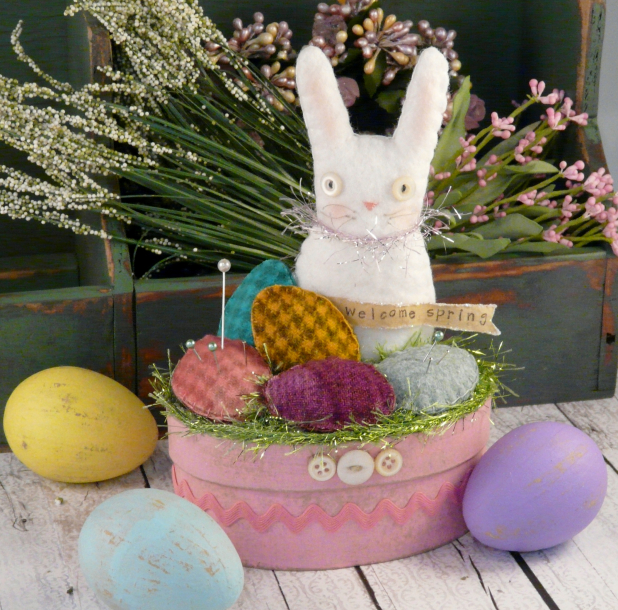 Welcome Springwool  Bunny & eggs make do pattern #326