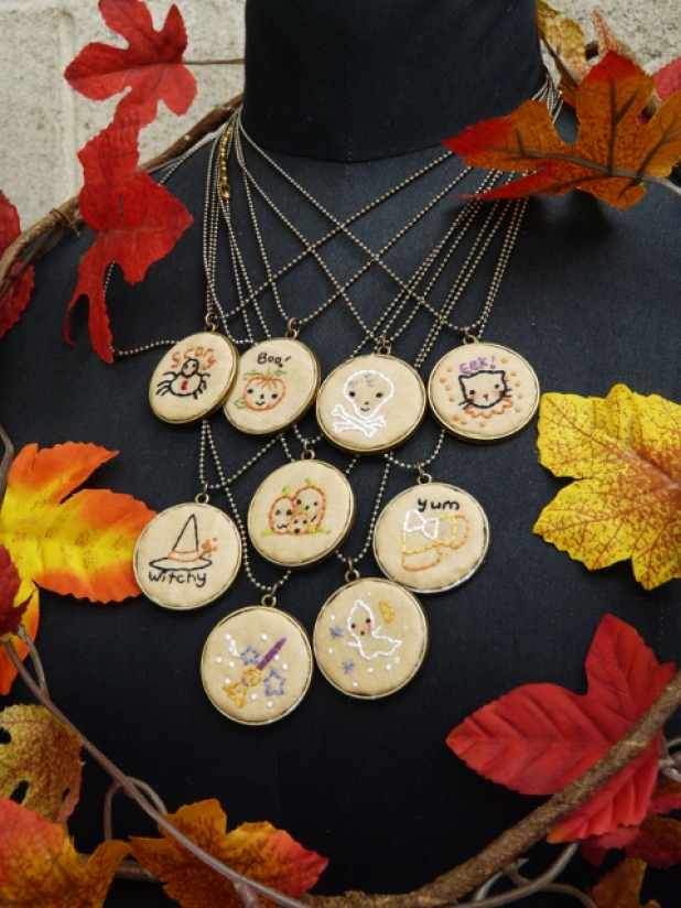 Frightfully Sweet Halloween Pendants embroidery pattern #363 witch