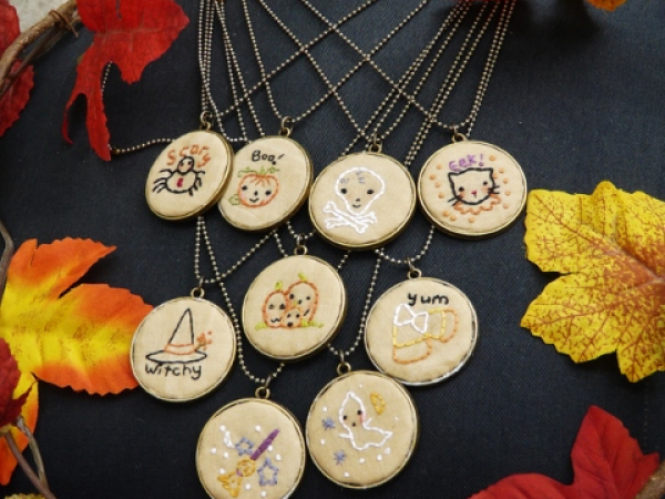 Frightfully Sweet Halloween Pendants embroidery pattern #363 witch