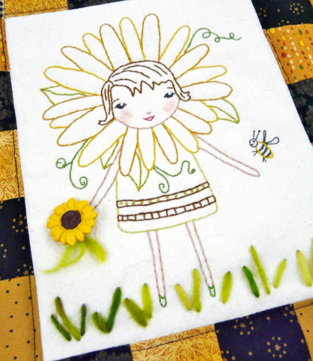 Lovely little hand embroidery book- sunflower girl