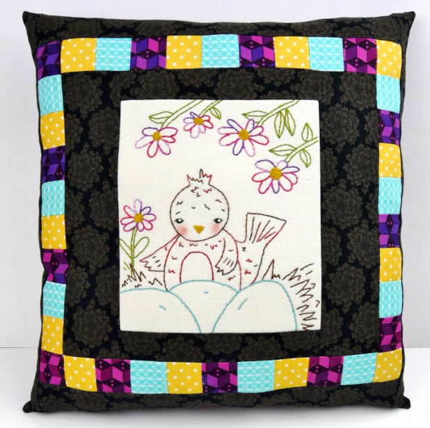 Lovely little hand embroidery book- bird robin pillow