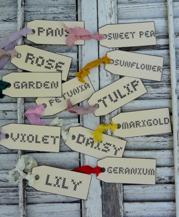 Garden tags Faux cross-stitch Pattern
