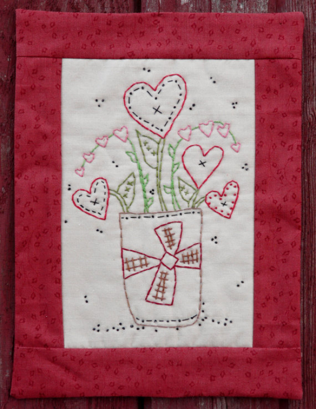 Valentine Bouquet stitchery pattern