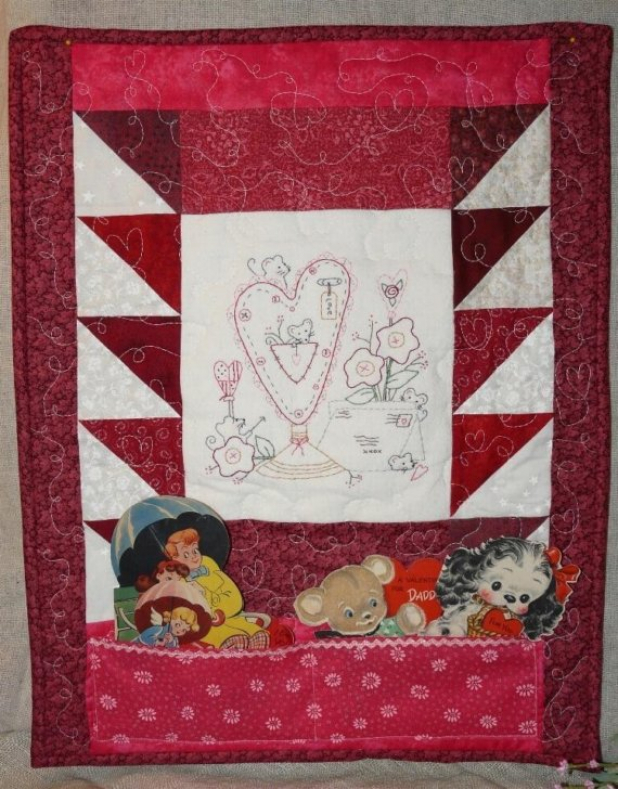 Lil Mouse Valentine holder pattern quilt mice embroidery