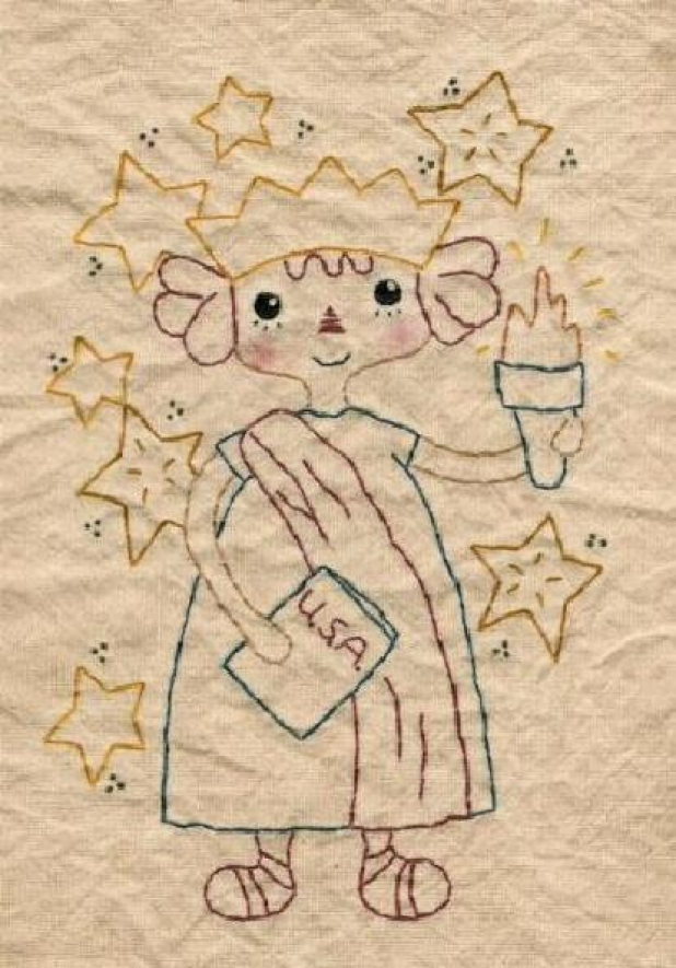 America, Land of the free, stitchery pattern raggedy ann lady