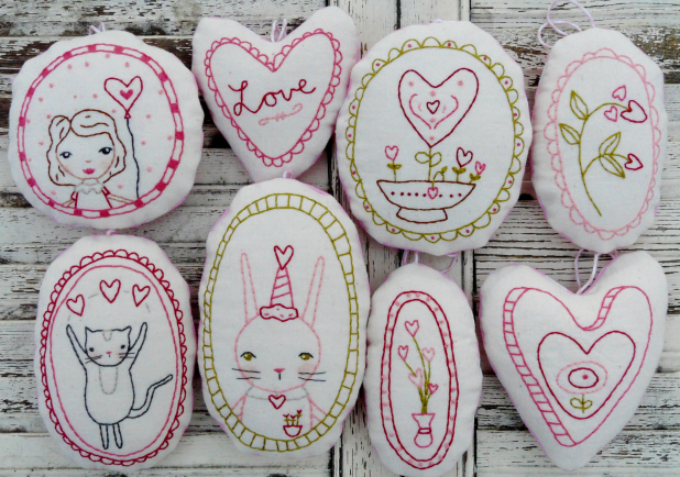 bunny cat flowers hearts ornament pattern