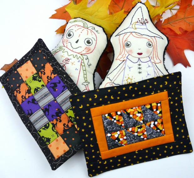 good witch embroidery doll with mini quilt pattern