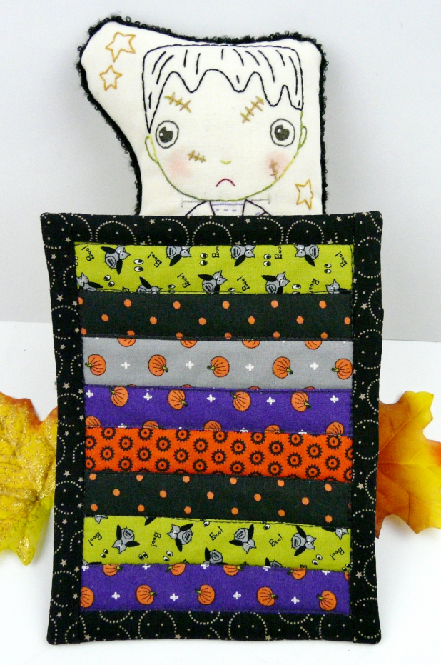 Frankenstein monster doll with quilt pattern
