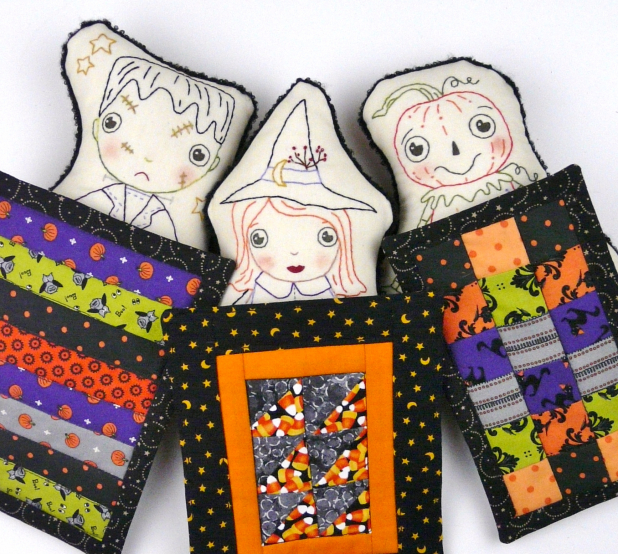 Frankenstein monster doll witch pumpkin embroidery pattern