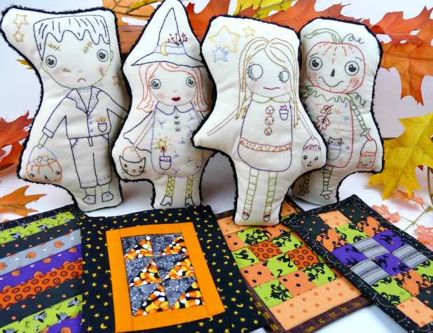 halloween embroidery doll collection with quilts