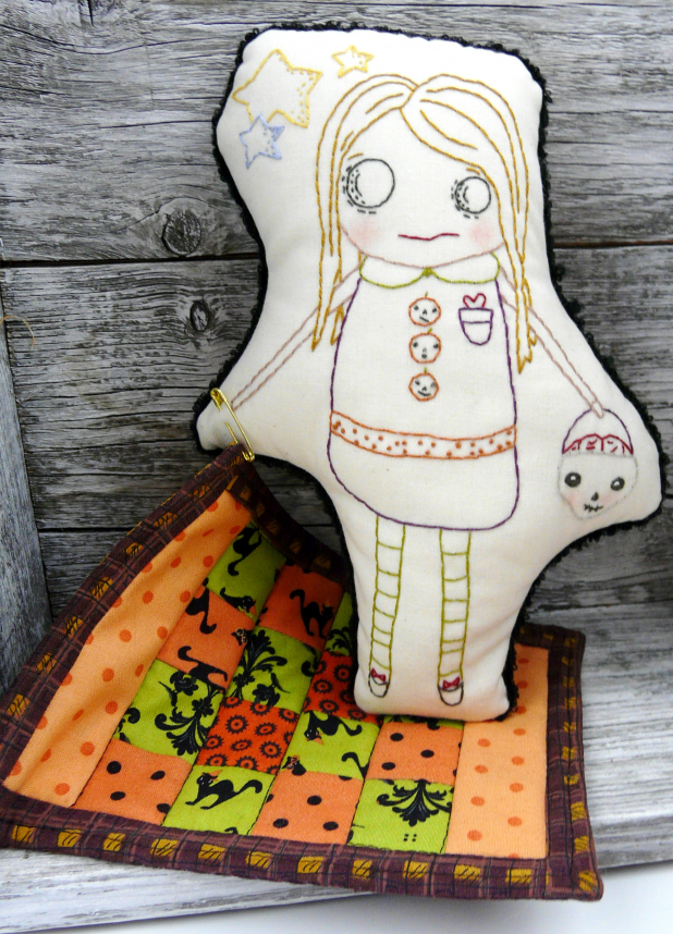 embroidery sewing zombie doll quilt