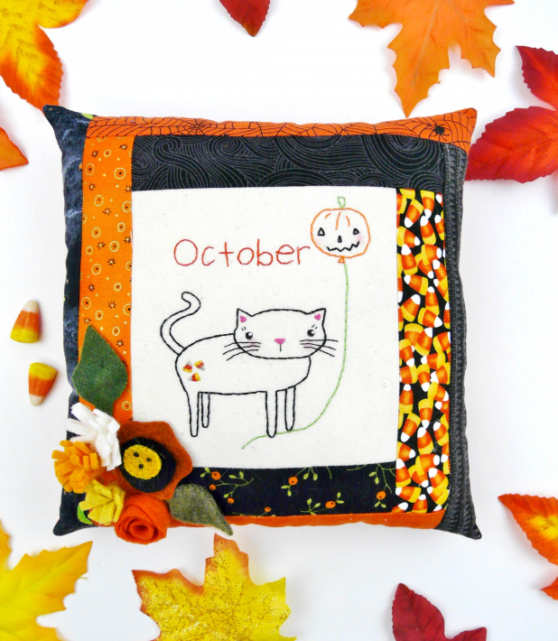 kitty cat fall wool flowers sewing pattern
