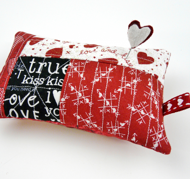 valentine hand embroidery pincushion quilted pattern