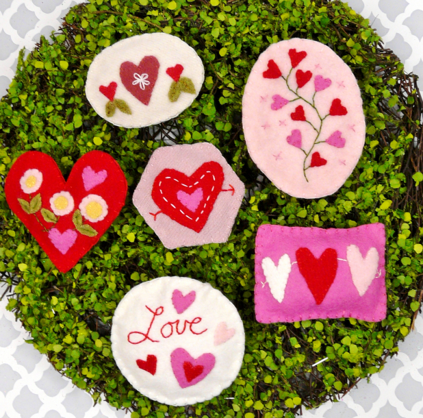 Sweet Valentine wool Ornaments Pattern 429
