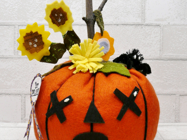 Pretty felt Pumpkins pattern 441- Halloween Pastels flower cinderella ART includ