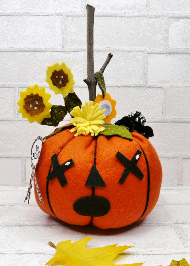 Pretty felt Pumpkins pattern 441- Halloween Pastels flower cinderella ART includ