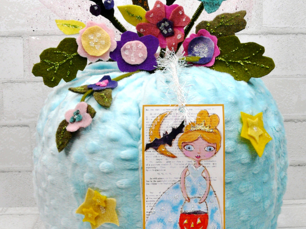 Pretty felt Pumpkins pattern 441- Halloween Pastels flower cinderella ART includ
