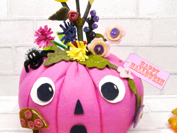 Pretty felt Pumpkins pattern 441- Halloween Pastels flower cinderella ART includ
