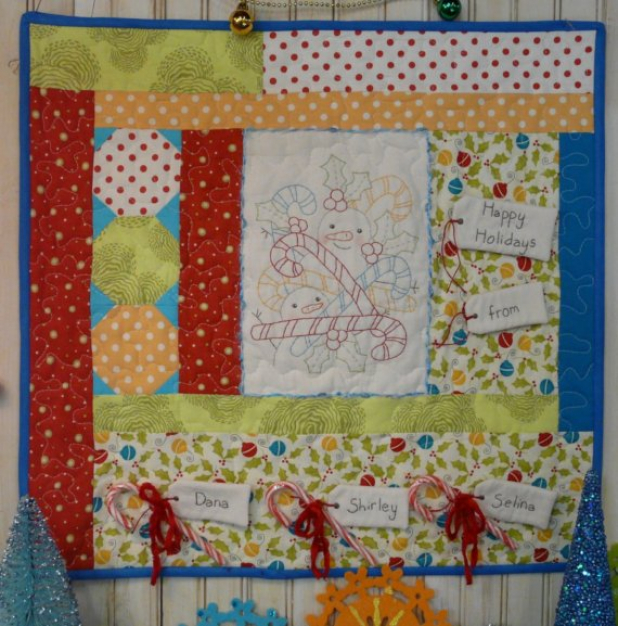 Snowmen & Candy Canes embroidery quilt Pattern