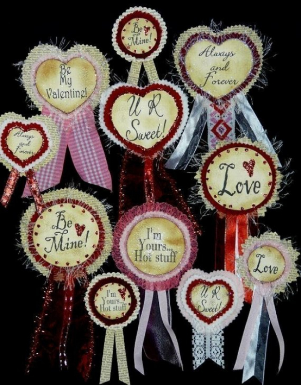 VALENTINE Badges pin pattern paper wearable brooch