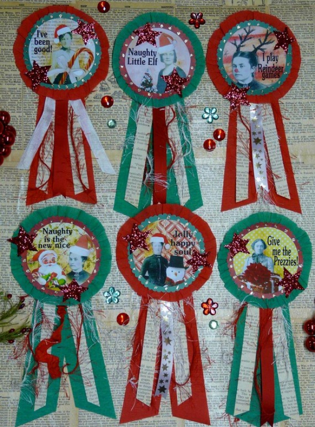 Christmas art Badges pin pattern santa brooch