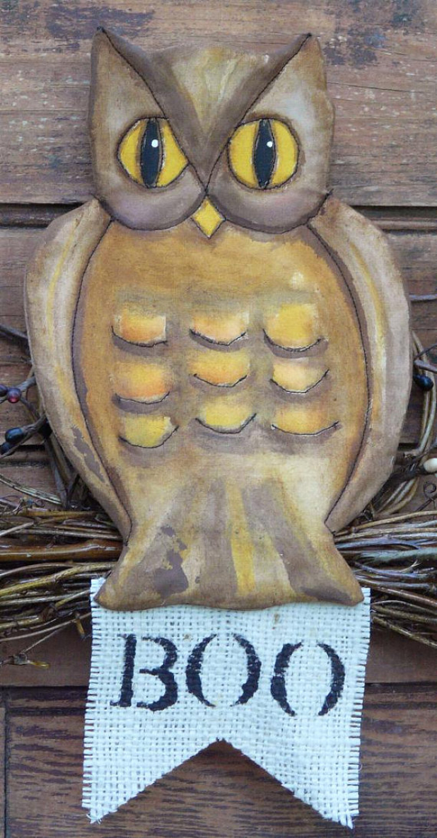 Halloween Boo Owl & Pumpkin ornaments swag pattern