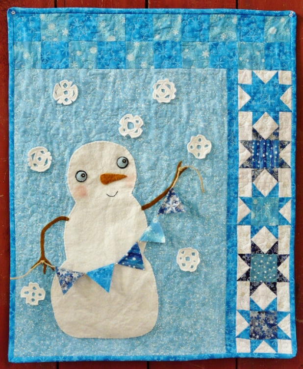 Wish upon a snowflake quilt pattern snowman banner
