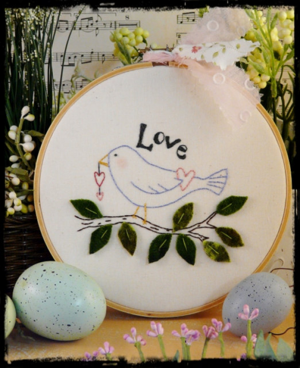 Love bird spring embroidery pattern