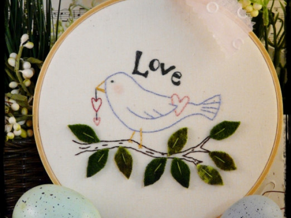 Love bird spring embroidery pattern