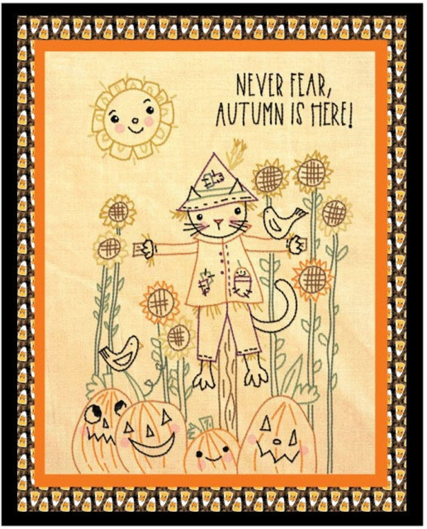 Autumn Halloween scarecrow CAT Stitchery Pattern embroidery 431