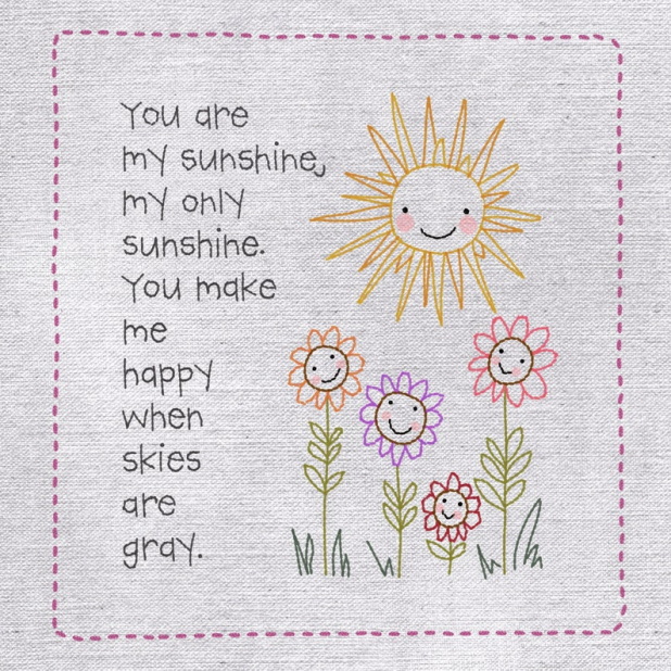 You are my sunshine Stitchery Pattern - embroidery design easy simple sun ha