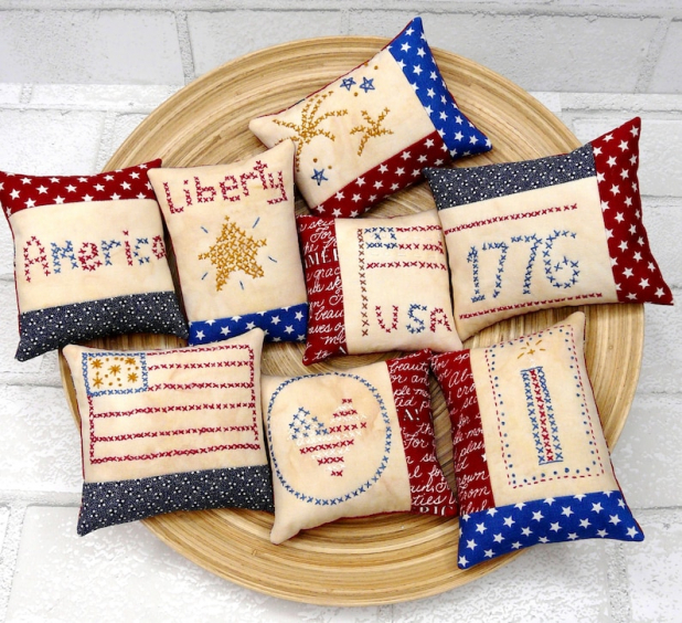 Prim Americana Ornaments embroidery Pattern 439- faux cross stitch