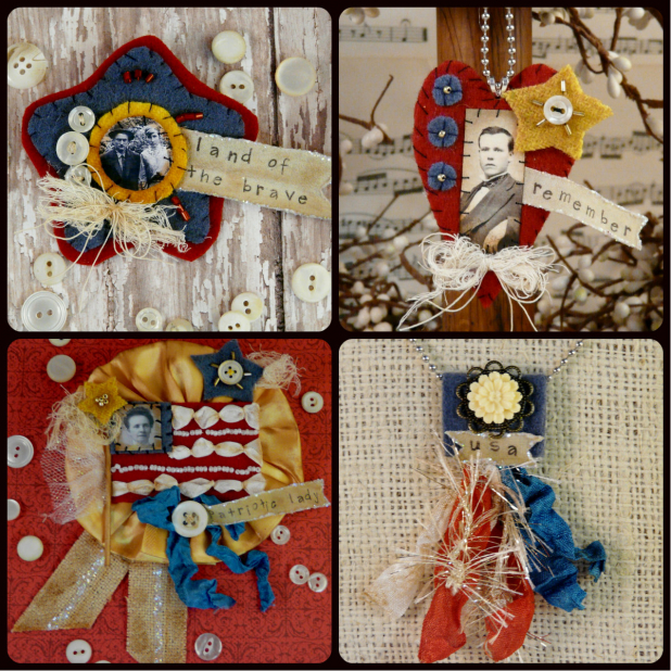 olde time PATRIOTIC Wool Pins Necklaces Pattern