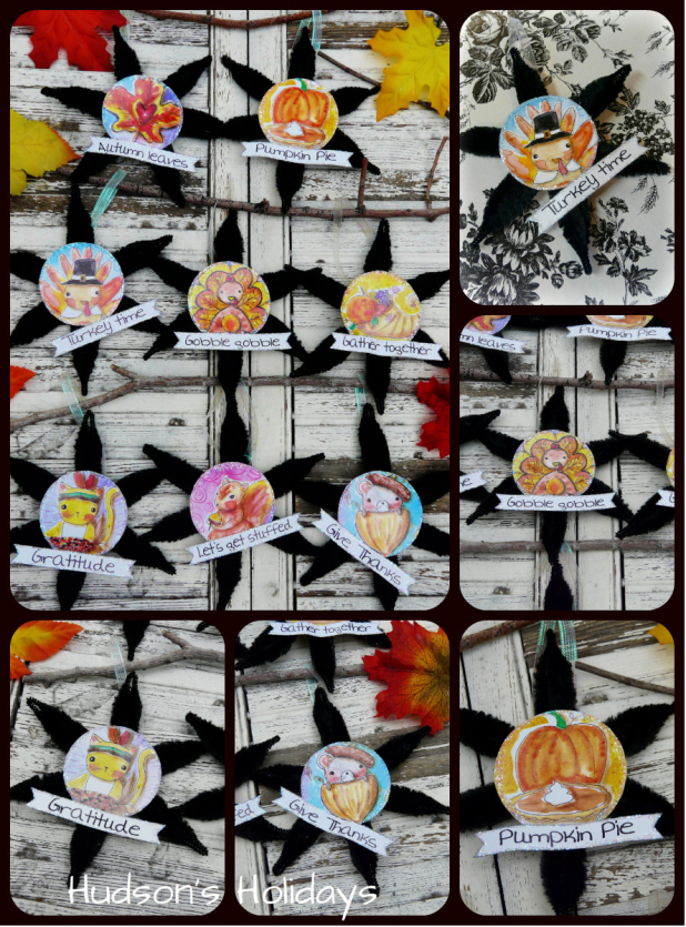 Thanksgiving ornaments and banner patten #342 collage sheet art