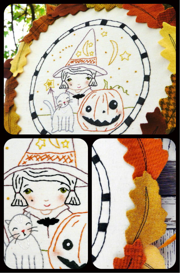 Wee bit wicked Witch Halloween embroidery pattern