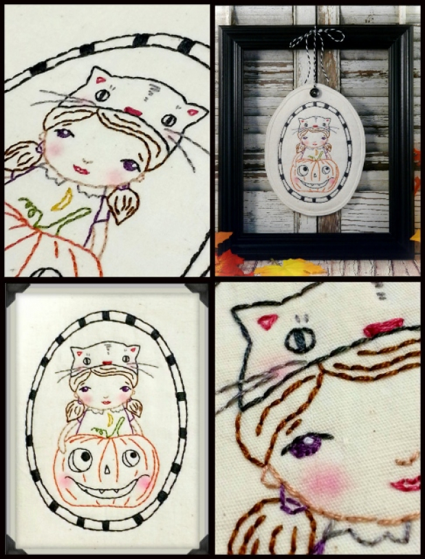 cute kitty cat hat halloween girl pattern