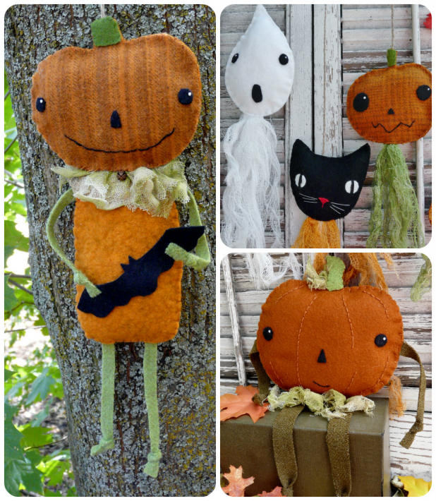 Vintage Halloween pumpkin man doll
