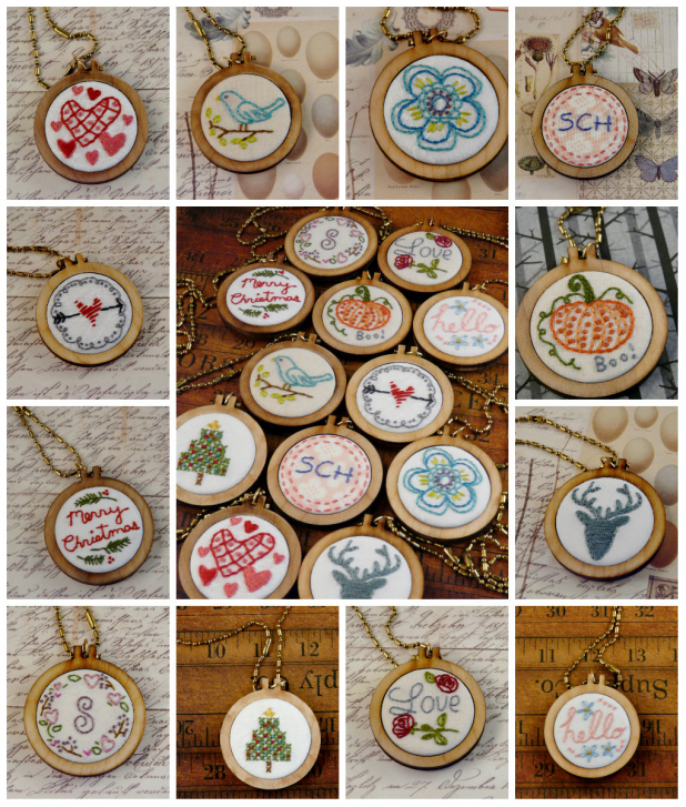 all holiday tiny embroidery necklace designs