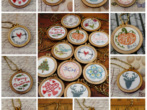 all holiday tiny embroidery necklace designs