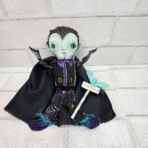 halloween art vampire doll ooak hand painted