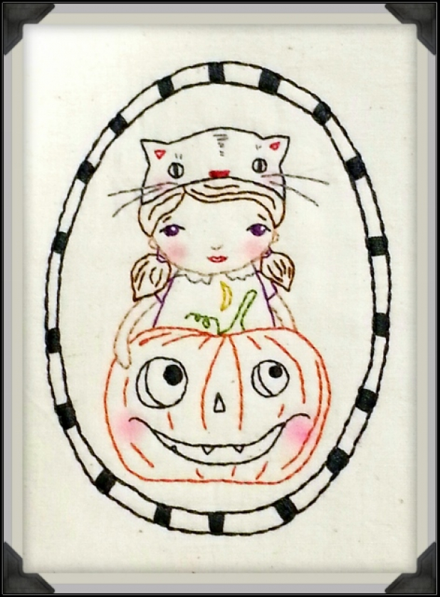 cute kitty cat hat halloween girl pattern