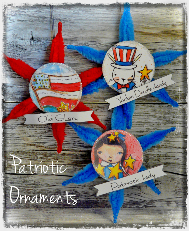 Patriotic Americana ornaments flag banner pattern #358.