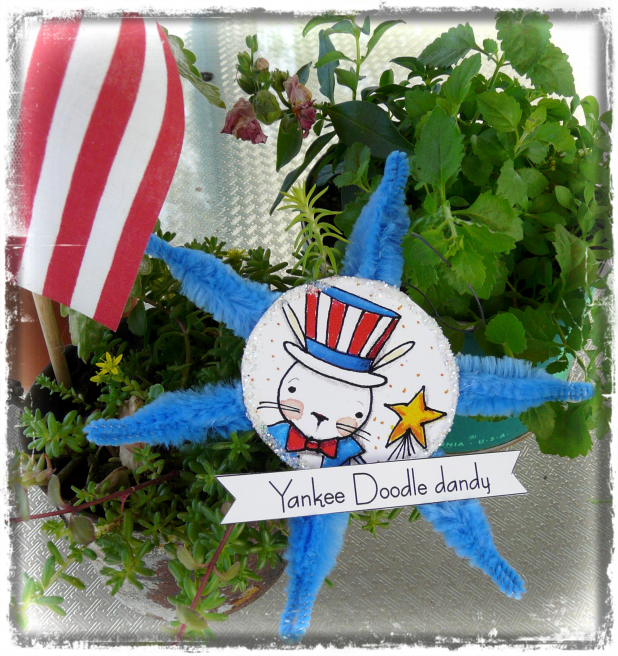 Patriotic Americana ornaments and banner pattern bunny