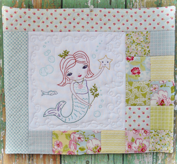 mermaid under the sea embroidery quilt
