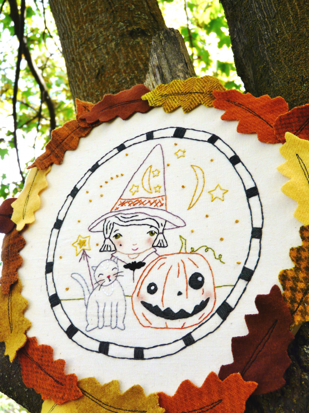 Wee bit wicked Witch Halloween embroidery pattern