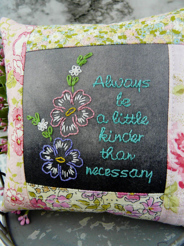 black chalk board fabric embroidery design